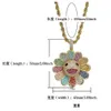 14k Guldpläterad snurrning Sun Flower Rainbow Diamond Pendant Halsband med M 24inch Rope Chain Hiphop smycken Drop Delivery