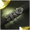 Pierścienie klastra 9 Style Czech Midi Knuckle Palce dla kobiet Vintage Retro Sier Sier Lotus Flower Crowncrystal Pierścień geometryczny Kobieta J DH6XS