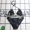 Sexig Bra bikini Set Metal Letter Simning Badkläder Summer semester Kvinnor Baddräkt Tvådel Biquini Set