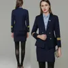 Two Piece Dress Light Attendant Uniform Female Student Interview Art Examination Clothing Stewardess Business Suit el Overalls 230914