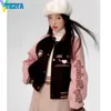 レディースジャケットスウェットシャツイチヤバーシティジャケット爆撃機ピンク野球ジャケットレーシング女性ファッション韓国風景Y2Kビンテージジャケットコート230914