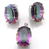 Newest Design Mystic Topaz jewelry Set Rainbow Jewelry Pendant and Earrings for Women