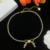 Wholesale M IU Diamond Inlaid Jewel Bow Necklace Spot Real Shot