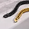 Bracciale a catena intrecciata doppia in acciaio inossidabile Bracciale a maglie per uomo Donna Enorme 15 mm 8,5 pollici Argento dorato nero 88 g Peso n1369