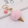 Portachiavi Portachiavi in pelliccia sintetica Gelato Catena con ciondolo Simpatico cartone animato Portachiavi Peluche Borse pelose Hang Cone Cartassel Portachiavi Regalo creativo Drop Deli Dhtqk