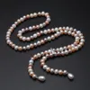 Collane con ciondolo Collana di perle lunghe coltivate vere per le donne Collana di perle d'acqua dolce autentica al 100% Gioielli di moda Accessori di stoffa regalo 230915