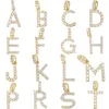 Charms Juya fait à la main 18K véritable plaqué or Micro Pave Zircon Alphabet lettre initiale pour bricolage pendentif nom fabrication de bijoux