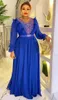 Vêtements ethniques 2023 Robes de soirée africaines pour femmes été élégantes manches longues col en V polyester rouge bleu rose robe blanche L-3XL