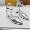 Été marque de luxe soie dames pompes talons hauts cristal femmes sandales bout pointu piste Mules Banquet chaussures pour femme sandales