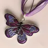 6PCS Mix Color Trendy Alloy Butterfly Pendant Necklace Light Luxury Personality Simple Women Clavicle Chain Fashion Jewelry