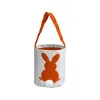 Easter Party Decoration Bunny Basket Bags Cotton Linen Carrying Gift and Eggs Hunting Candy Bag Fluffy Tails Printed Rabbit Toys Bucket Tote 9 Color WLL1888 Cy