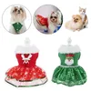 Dog Apparel Christmas Pet Dress For Small Dogs Cats Winter Elk Printed Clothes Princess Bowknot Costume Clothing