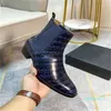 Bottines en cuir verni à talon de styliste pour femmes, chaussures habillées de luxe, douces et confortables, doublure en cuir, 2023