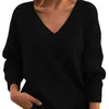 Suéteres de mujer Jersey de punto Mujer Suelto Cuello en V Casual Todos los géneros de punto para hombres con sudadera con capucha Sudadera de manga larga