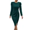 Casual Dresses Spring Midi Dress Stylish Women's Party Prom Elegant Asymmetric Hem Slim Fit High Mido för Fall Events