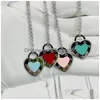 19Mm Heart Necklace Womens Stainless Steel Love Pendant Blue Pink Green Red Couple Jewelry Valentine Day Christmas Gift Girlfriend Accessori
