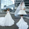 2019 A Line Beach Dresses Sheer Jewel Neck Lace Sweep Train Train Boho Bridal Outns Back Plus Wedding Dres235n
