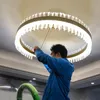 2023 Hot sale Ring Lamp Remote dimming For Dining Table Center Living Room Restaurant Bedroom Crystal Chandelier LED Decor Indoor Lighting