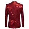 Shenrun hommes Costume ajusté rouge Rose maigre mariage marié costumes scène Costume chanteur veste simple boutonnage jolie pochette 2466