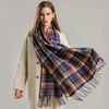 Écharpes Écharpe à carreaux de luxe hiver chaud cachemire femmes longue Pashmina Foulard femme foulards dame gland châle enveloppes voyage Poncho couverture 230831