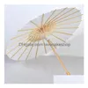 Parapluies Fans Parasols Mariée Parapluie En Papier Blanc Poignée En Bois Artisanat Chinois Japonais 60Cm Diamètre Drop Livraison Maison Jardin Househ Dhdma