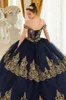 Bury Ball Jurk Lace Quinceanera -jurken kralen Appliqued Prom -jurken van de schouderhals lovertjes Tule Sweet 15 Corset Masquerade Jurk 415