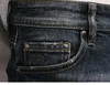 "Jeans masculinos empilhados roxos com bordados clássicos e detalhes de furos de motocicleta - calças jeans slim fit para moda urbana (XXL)"