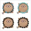 Turks Blauwe Boze Oog 8mm Lava Kallaite Kralen Handgemaakte Elasticiteit Armband voor Mannen Vrouwen Yoga Reiki Sieraden