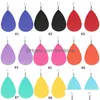 Dangle Chandelier 9 couleurs Pu cuir boucles d'oreilles en forme de larme dames goutte d'eau double face crochet d'oreille en argent pour femmes créateur de mode Delive Dhsiz