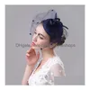 Шляпы для вечеринок Chicmesh Fascinator Hat Винтажная льняная вуаль с заколкой для волос для вечеринок S Необычные платья - черный/бежевый/серый/синий Прямая доставка на дом G ₽9Mq