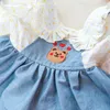 Cão vestuário amarelo pontos saia para cães pequenos gatos urso chihuahua festa de casamento denim vestido bonito vestidos polka