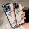 Custodie con fiori con diamanti Bling per Iphone 15 Plus 14 Pro Max 13 12 Iphone15 Placcatura di lusso Cromata Morbida TPU Metallico Trasparente Trasparente Strass Cover posteriore per cellulare