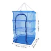 Hangers Drying Rack Net Square 4 Layer Dryer Mesh Hanging For Tea Dehydrator Blue 66X35X35cm