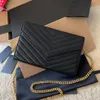 Lüks Tasarımcı WOC Havyar Gerçek Deri Zarf Çantaları Kadın Erkek Zincir Çantası Hobo Çanta Ayna Kalitesi Tote Çanta Siyah Çanta Eşleme Omuz Crossbody Crossbody Bag