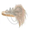 Autres fournitures de fête d'événement Années 1920 Bandeau Costume Accessoires Charleston Accessoires Nude Flapper Headpiece Great Gatsby Plume Beade318F