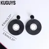 KUGUYS Round Vintage Records Dangle Earrings for Womens Fashion Jewelry Acrylic Custom Drop Earrings Girl's Gift211Q