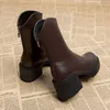 Boots 2023 Fashion Spring and Autumn Women's Chunky Heel Short Pu Material One-foot Platform Large Size 35-40 230922