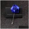 Pins Brooches Fabric Rose Flower Brooch For Mens Uniform Coat Clothes Badge Lapel Pin Male Party Engagement Bridegroom Jewelry Drop De Dhpao