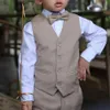 Anel portador menino formal wear calças colete para smoking crianças roupas para festa de casamento crianças terno menino conjunto colete calças bow284m
