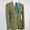 Groene Mannen Pakken Blazer Voor Bruiloft Kostuum Homme Bruidegom Tuxedos Set Terno Masculino Slim Fit Vintage Stukken Heren Blazers279s