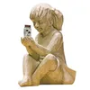 Decorações de jardim ornamentos crianças estátuas escultura criança pegando um frasco iluminado figura estatueta ao ar livre indoor casa decoração desktop