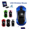 Mouse Wireless 2.4Ghz Mouse per auto Ricevitore ottico sportivo a forma 3D USB per PC Laptop Drop Delivery Computer Networking Tastiere Ingressi Dhuyz
