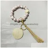 Favor de fiesta Deportes Bola Pulsera con cuentas Llavero Borla Llaveros Colgante Creativo Fútbol Baloncesto Béisbol Pulseras de cuentas de madera DHKPZ