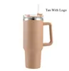 New 40oz Mugs Tumbler With Handle Insulated Tumblers Lids Straw Stainless Steel Coffee Termos Cup With Stan logo