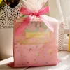 100 stks 16x26 cm Roze Kersenbloesem Afdrukken Transparante Geschenkverpakkingen Zakken Plastic Zak Voor Snoep En snoep Kerst Wrap1753