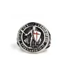 Solitaire Ring Knights Templar Crusader Emblem Masonic Cross Rings Jewel rostfritt stål guldröd emaljmän svärd sköld Efesier ar dhpvw