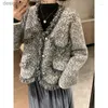 Women's Down Parkas Women's Jackets Quilted Tailored Coat V Neck Woolen Waterproof Mink Cardigan Grey Tassels Jacket Women Autumn Vintage Clothes Jaqueta L230915