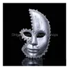 Máscaras de festa Fantasia Antiqued Rhinestone Masquerade para Homens Mulheres - Meio Rosto Estilo Veneziano com Ouro Sier Acentos Drop Delivery Home Ga Dhfs5