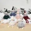 Decorações de natal rendas menina anjo enfeites árvore de natal pendurado festa festiva enfeites de janela de casa presentes de natal