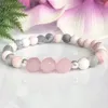 MG1520 Strand New Design Diamond Cutted Rose Quartz Pink Zebra Jasper Gemstone Bracelet Women's Calming Bracelet for Stress259t